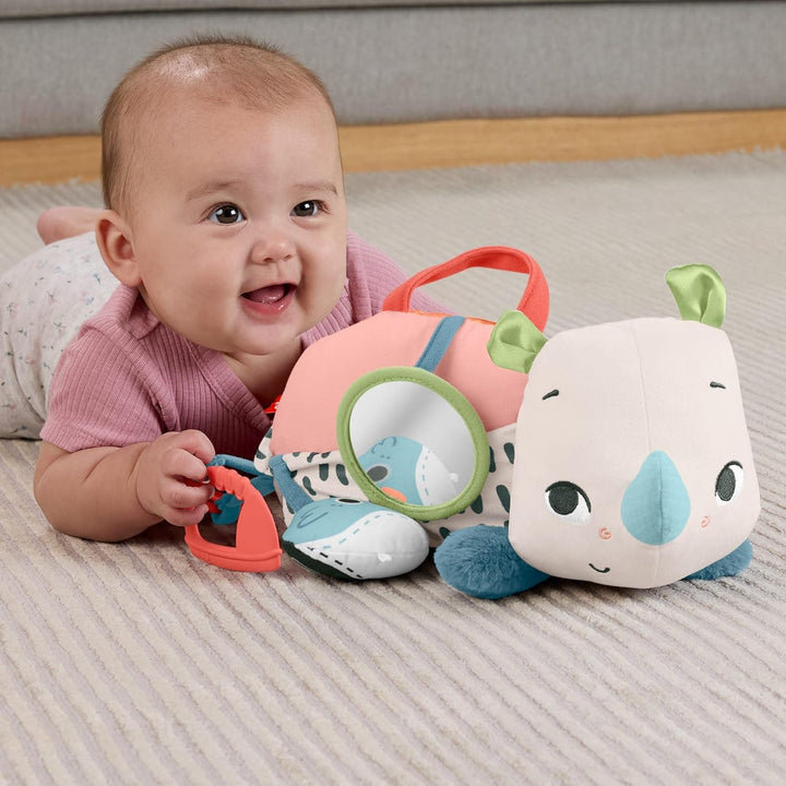 Fisher-Price Spielzeug für Neugeborene Planet Friends Neugieriges Bauchlage-Nashorn Plüschtier mit s