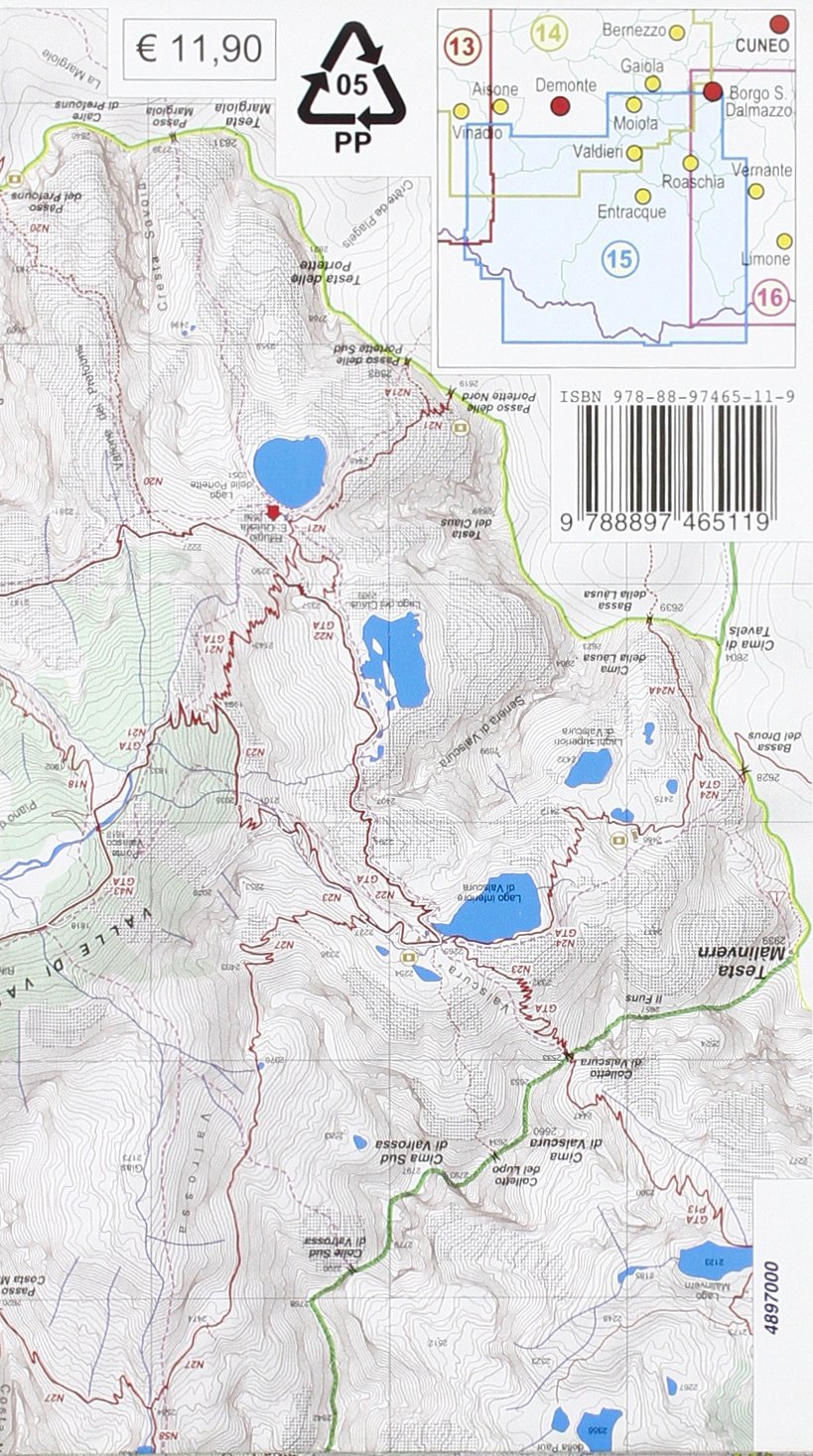 Valle Gesso - Parco naturale delle Alpi Marittime 1 : 25 000 (wandelkaart, Band 15), Karte