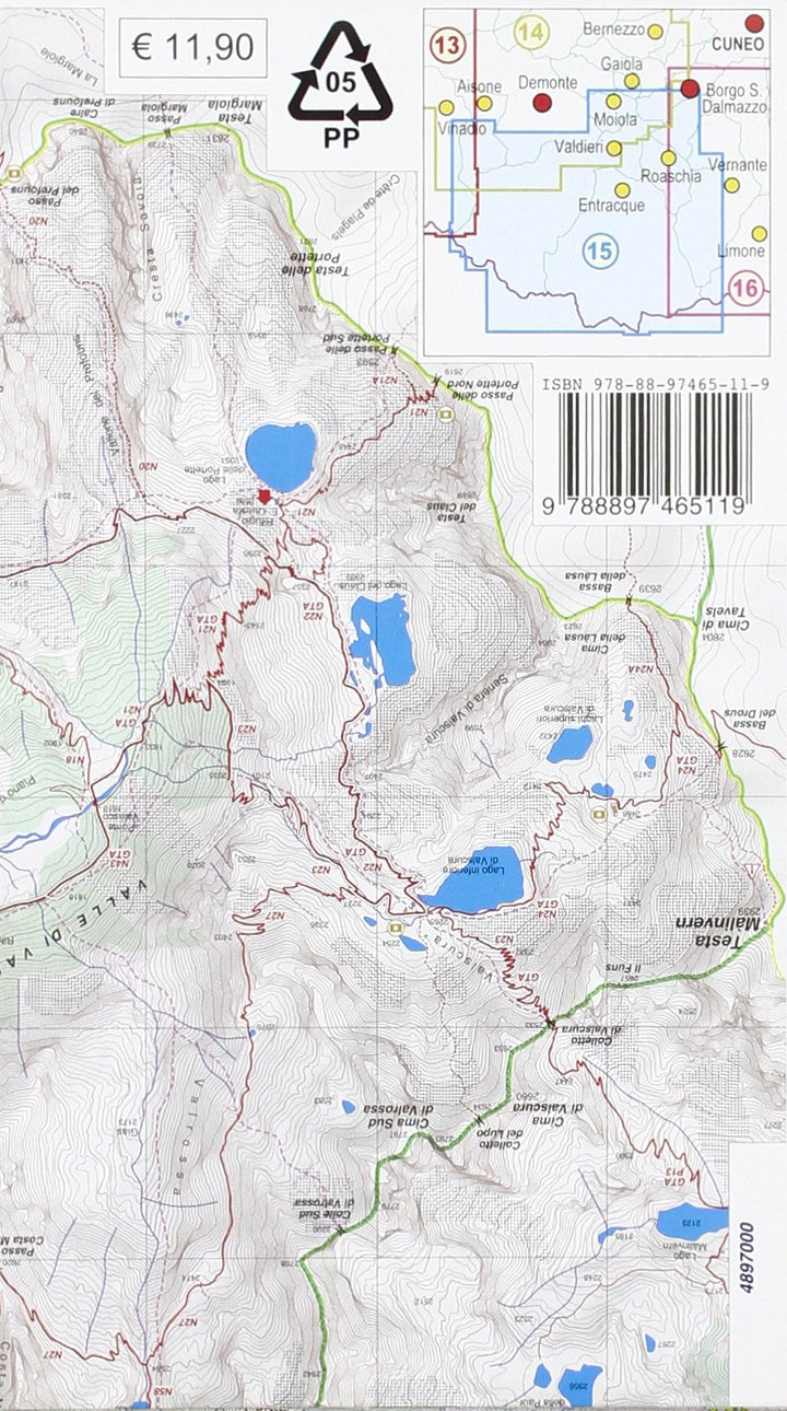 Valle Gesso - Parco naturale delle Alpi Marittime 1 : 25 000 (wandelkaart, Band 15), Karte