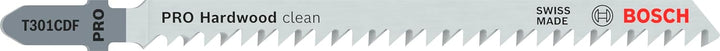 Bosch 5x Stichsägeblatt T 301 CDF Clean for Hard Wood (für hartes Holz, gerader Schnitt, Professiona