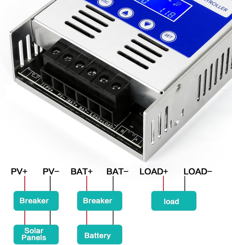 BuyWeek 60A MPPT Solarladeregler, Solar Laderegler 12V/24V/36V/48V Auto Identifizieren Laderegler mi