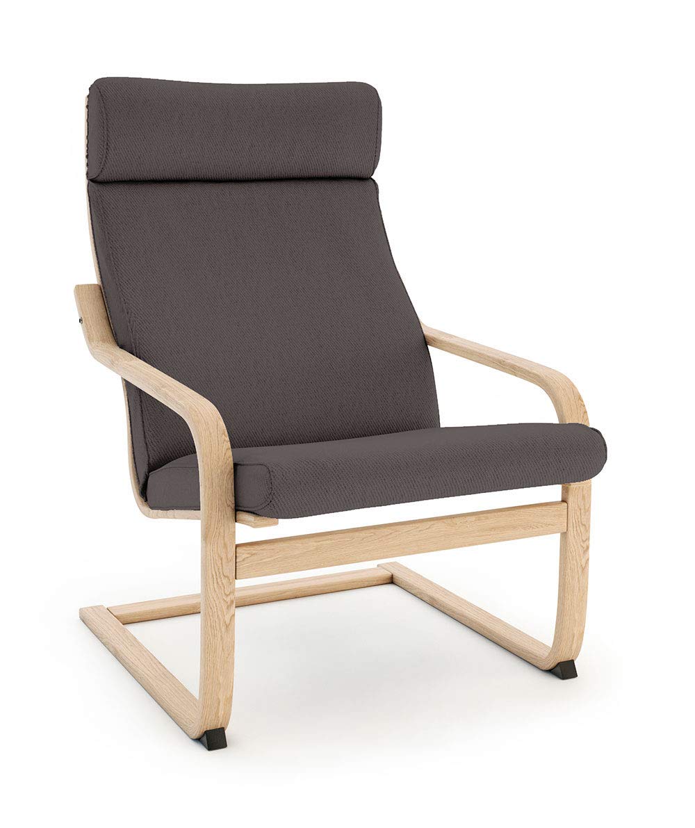 Vinylla Ersatzbezug für Sessel von Ikea Poang (Kissen Design 3, Baumwolle, Dunkelgrau) Cushion Desig