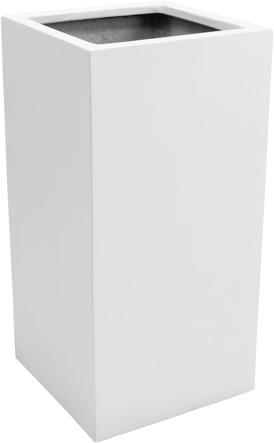 VIVANNO Pflanzkübel Pflanzgefäss Blumenkübel Fiberglas weiss matt Block - 30x30x60 cm Weiss Matt 60x