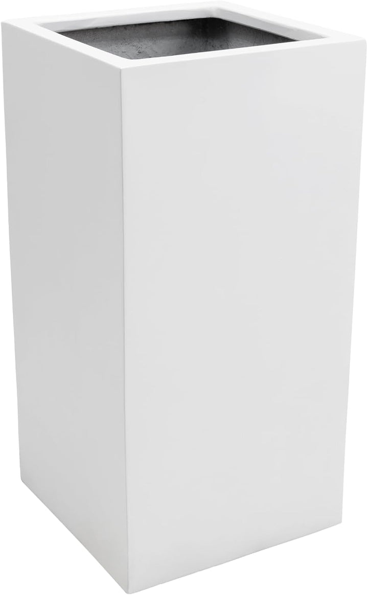 VIVANNO Pflanzkübel Pflanzgefäss Blumenkübel Fiberglas weiss matt Block - 30x30x60 cm Weiss Matt 60x