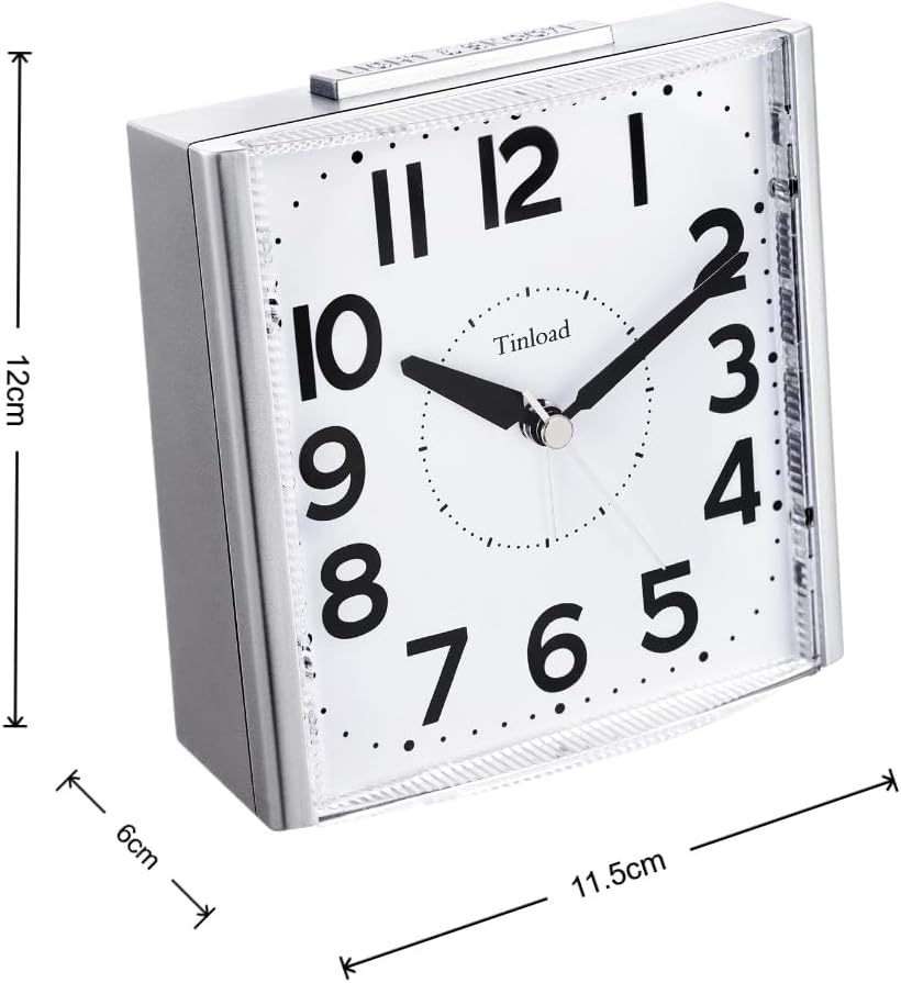Tinload Analog Seniorenwecker mit Nachtlicht, 4.7 Zoll grosses Zifferblatt, Tischuhr mit Schlummerfu
