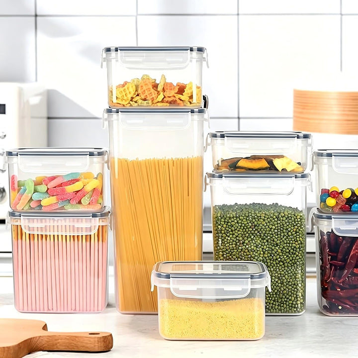 stusgo 28 Stück luftdichte Frischhaltedosen mit Deckel, BPA-frei, transparent, Vorratsbehälter für K