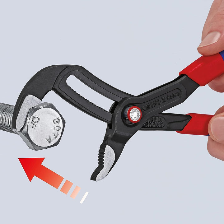 KNIPEX Cobra QuickSet Hightech-Wasserpumpenzange mit schlanken Mehrkomponenten-Hüllen grau atramenti