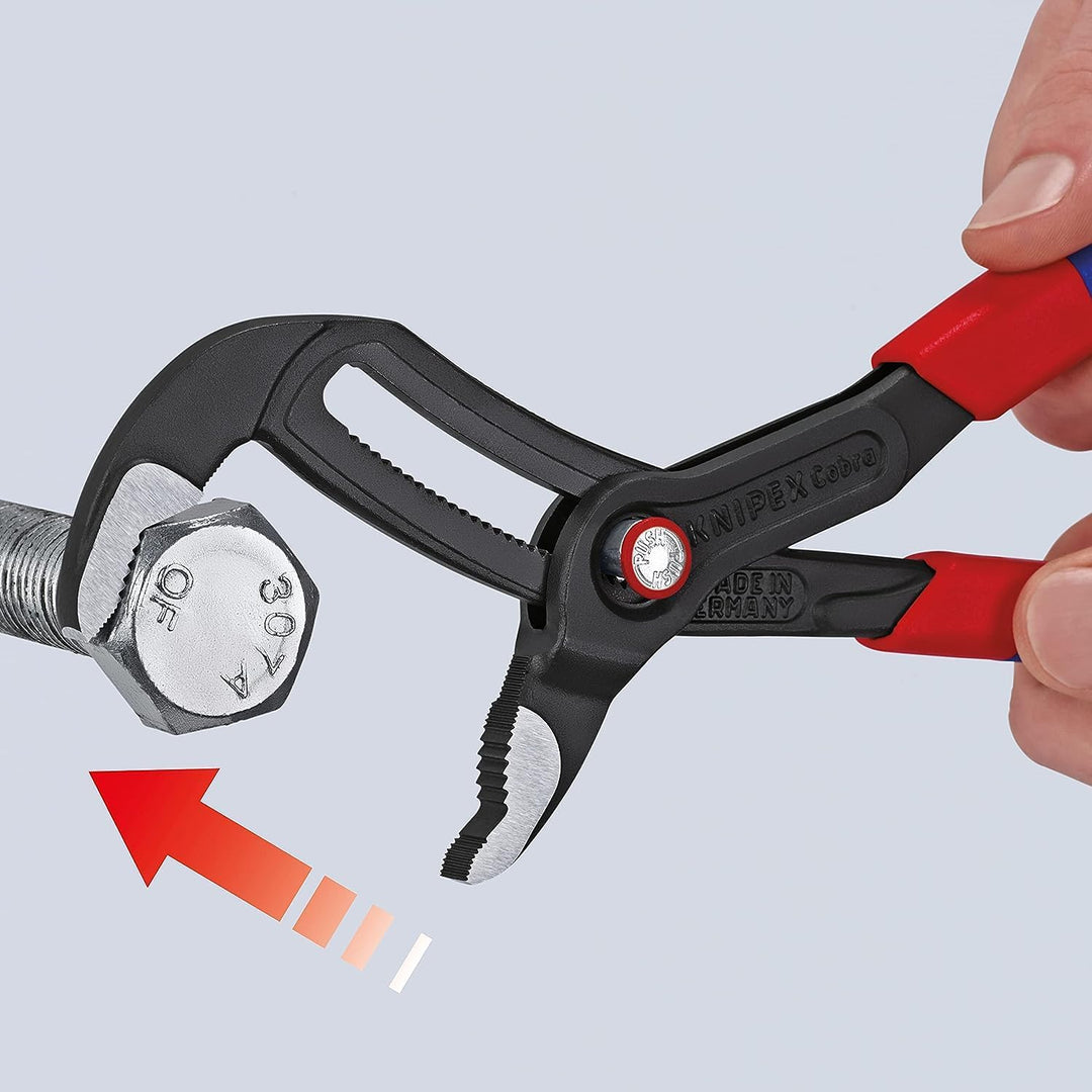 KNIPEX Cobra QuickSet Hightech-Wasserpumpenzange mit schlanken Mehrkomponenten-Hüllen grau atramenti