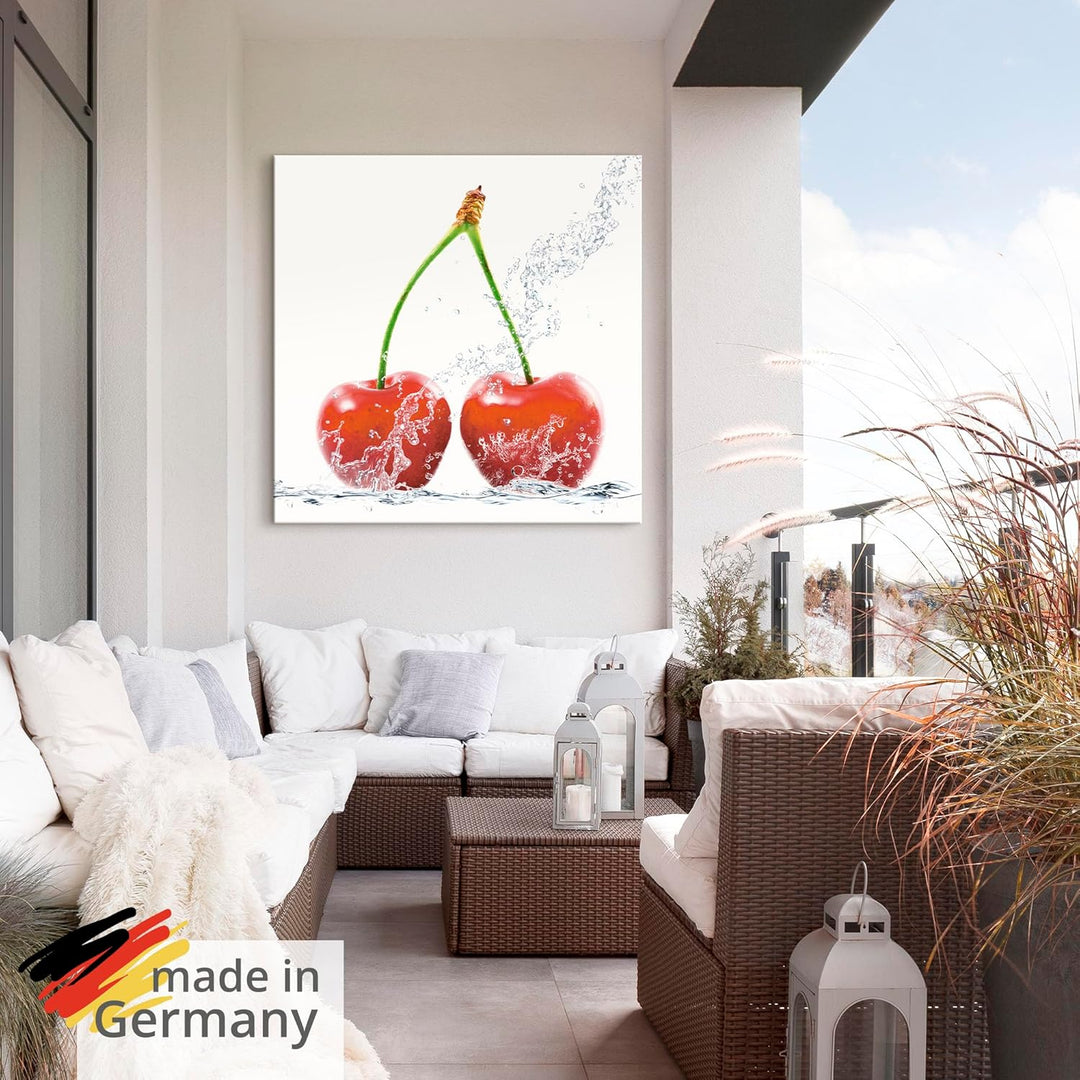 ARTland Wandbild Alu Verbundplatte für Innen & Outdoor Bild 40x40 cm Lebensmittel Obst Kirsche Wasse