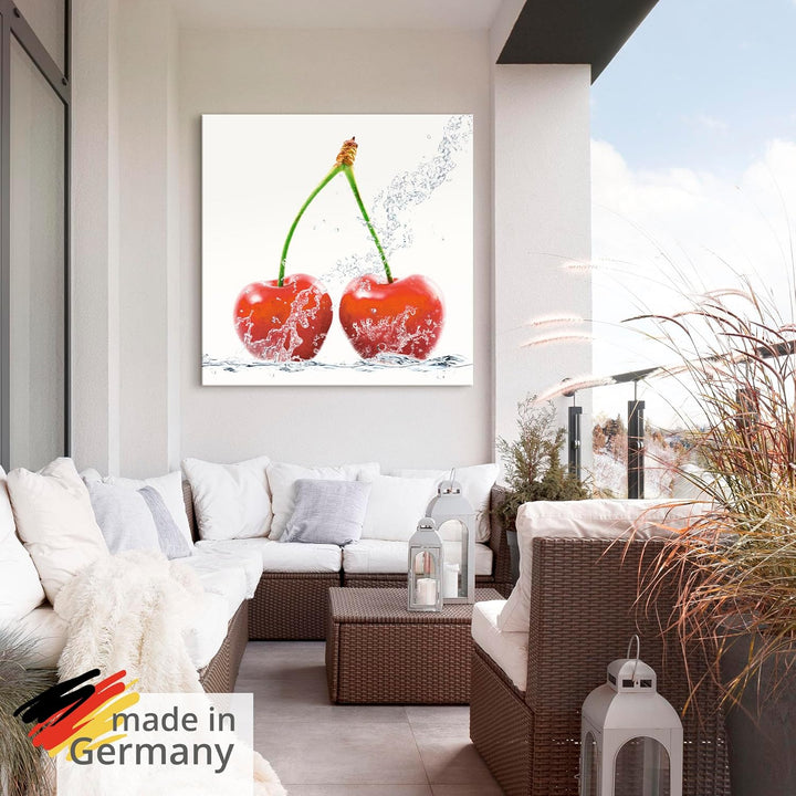 ARTland Wandbild Alu Verbundplatte für Innen & Outdoor Bild 40x40 cm Lebensmittel Obst Kirsche Wasse