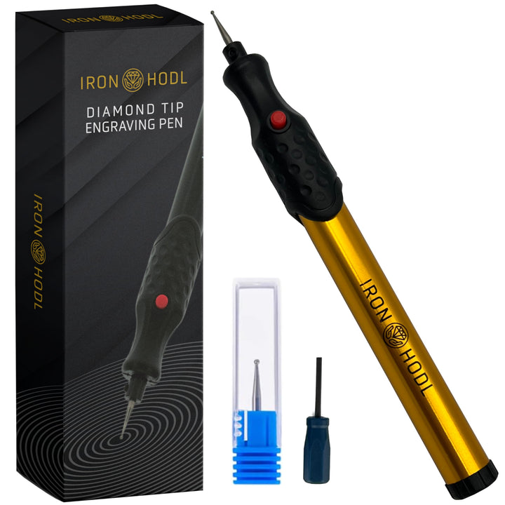 IRON HODL - Gravierstift mit Diamantspitze für Metall, Keramik, Glas gravieren - 2X AAA Batteriebetr