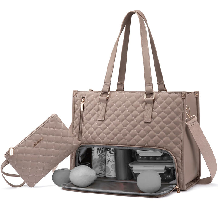 LOVEVOOK Laptoptasche Damen mit Isolierted Lunch-Fach, 15,6 Zoll Laptop Handtasche, Arbeitstasche Le