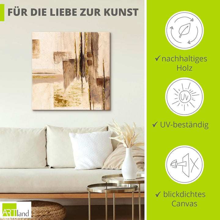 ARTland Leinwandbilder Wandbild Bild auf Leinwand 70 x 70 cm Abstrakte Motive Muster Malerei Creme A