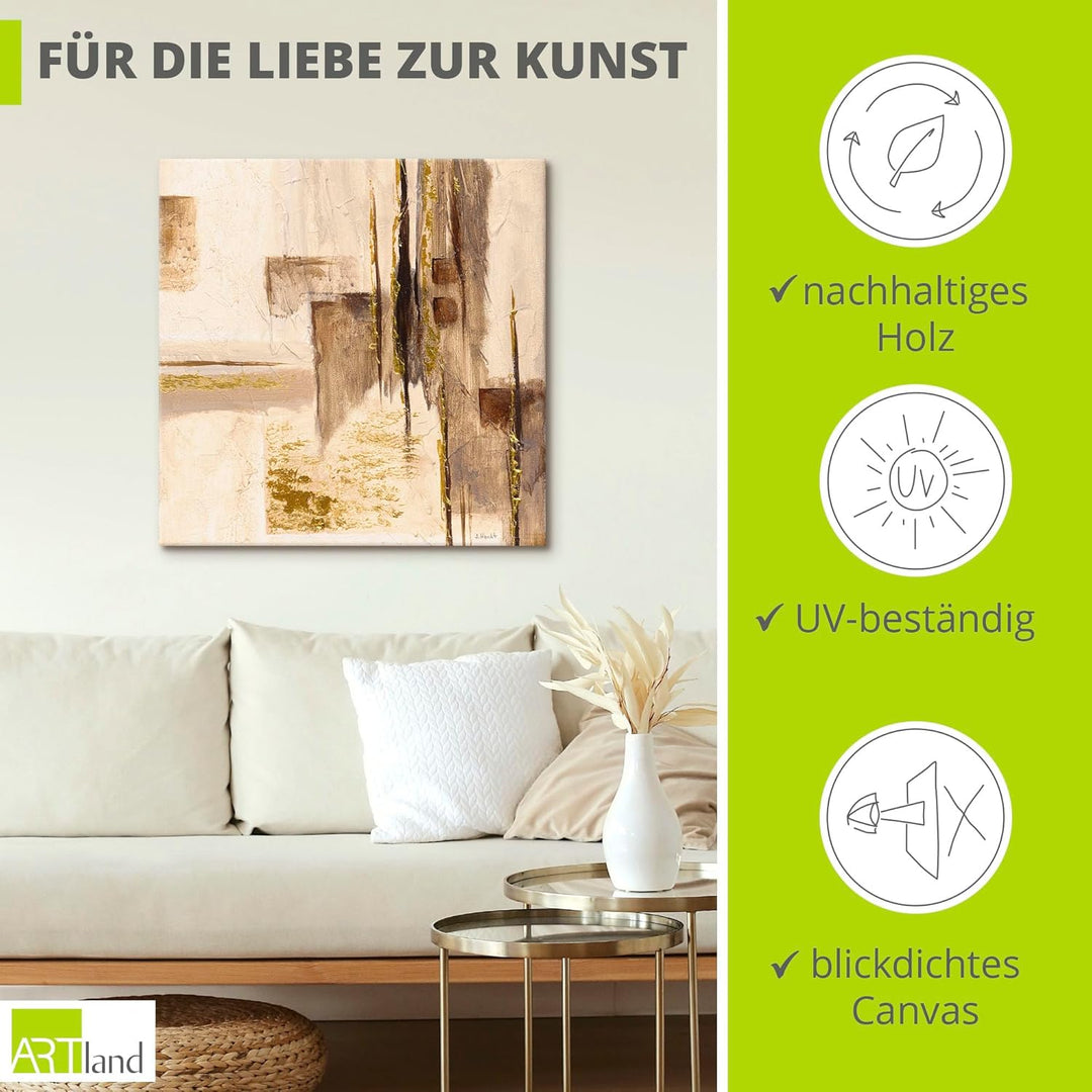 ARTland Leinwandbilder Wandbild Bild auf Leinwand 70 x 70 cm Abstrakte Motive Muster Malerei Creme A