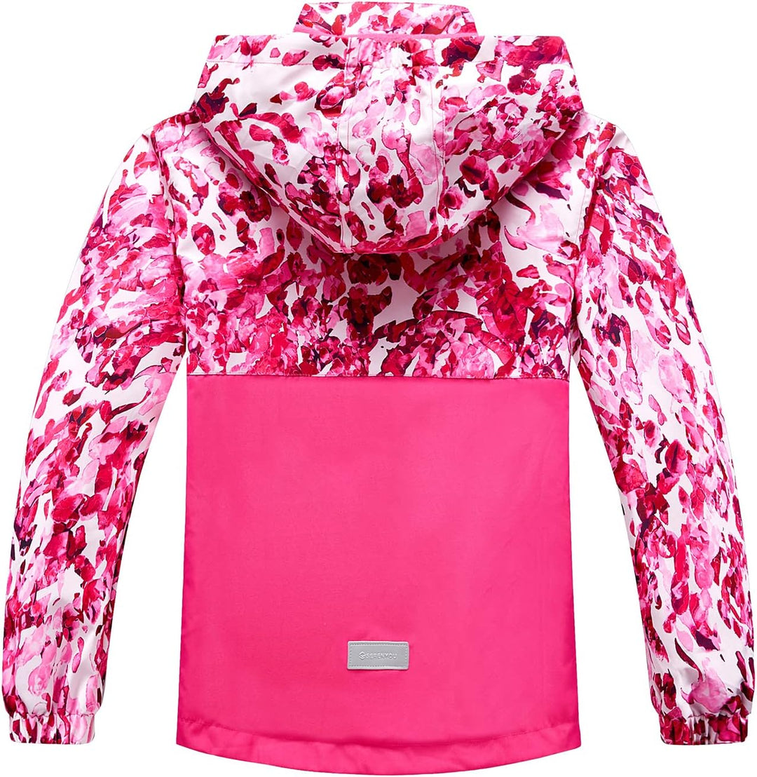SERENYOU Mädchen Übergangsjacke Gefütterte Regenjacke mit Abtrennbare Kapuze 150 Stil 5, 150 Stil 5