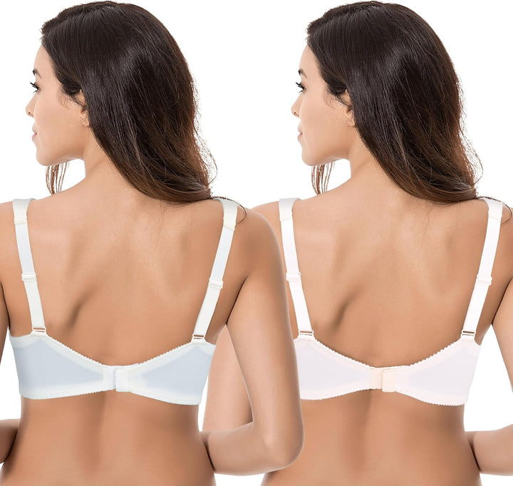 Curve Muse Damen Übergrösse Minimizer Kabellos Ungefütterter BH mit Stickspitze-2er Pack 75C Butterm