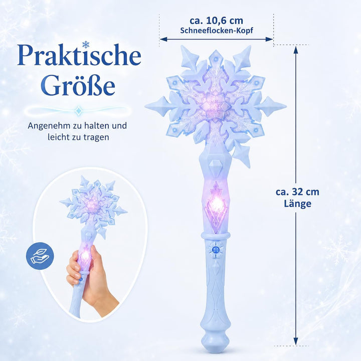 MAGICLULU Schnee Zauberstab Blitzstäbe Schneeflockenstäbe Mädchen Kleider Leuchtende Schneeflocke Le