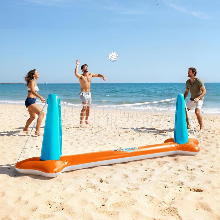 JOYIN Aufblasbare Pool Float Set, Volleyballnetz & Basketballkörbe & Bälle für Kinder und Erwachsene