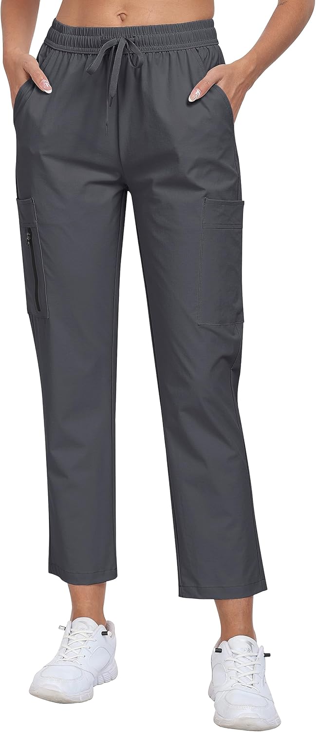 MoFiz Damen Cargohose Leichte Wanderhose Atmungsaktiv Trekkinghose Workout Casual Outdoorhose L Dunk