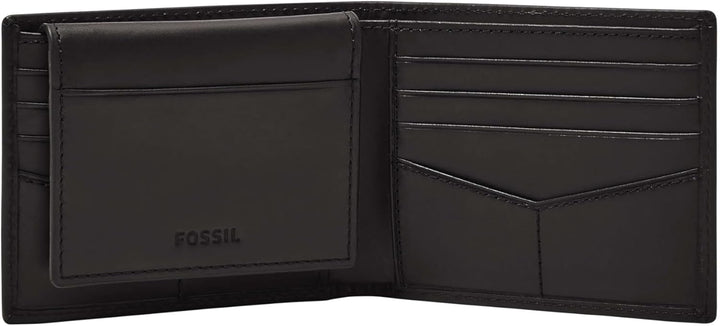 Fossil Herren Derrick Leder RFID-blockierende Bifold Passcase mit abnehmbarem Kartenetui Schwarz, Sc