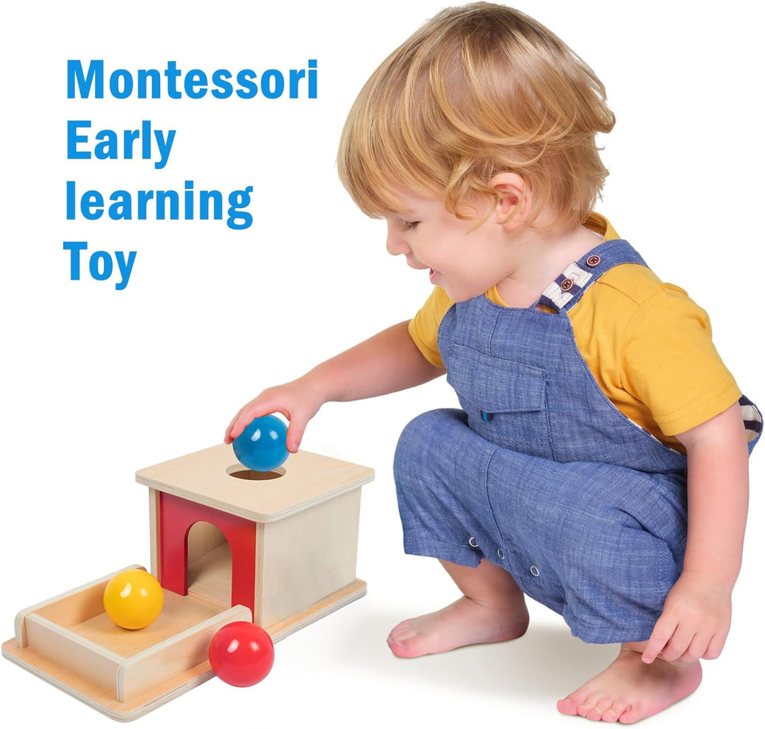 Adena Montessori Full Size Object Permanence Box mit Tray 3 Farbe Bälle Montessori Spielzeug von 6-1