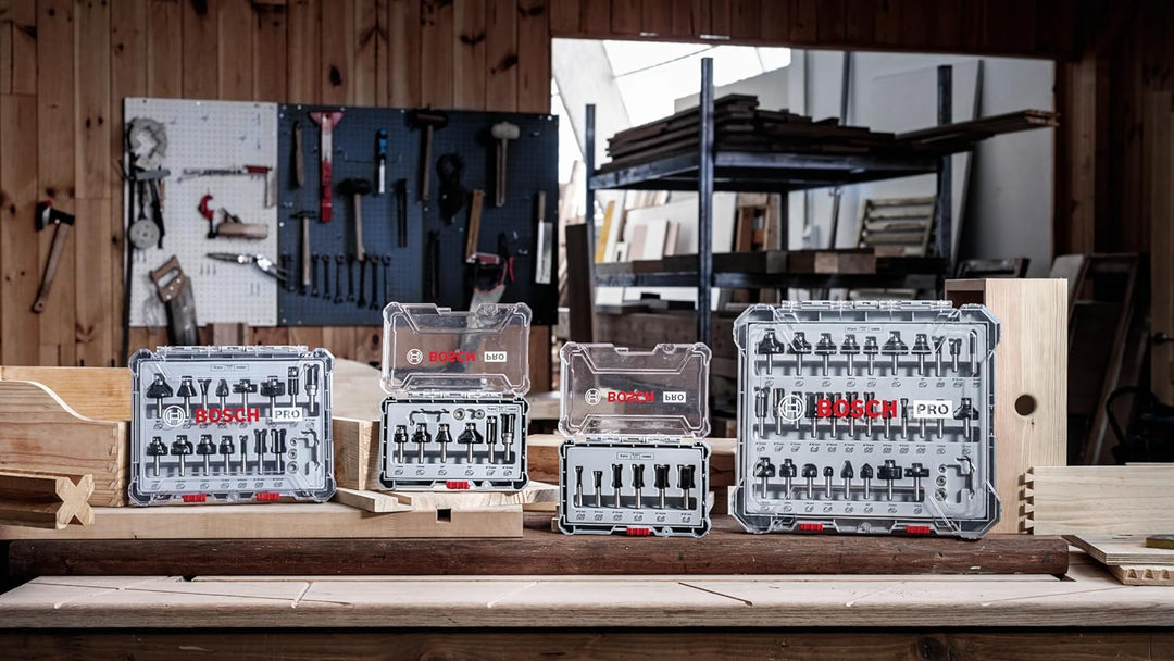 Bosch Professional 6tlg. Rand- und Kantenfräser Set (für Holz, Zubehör Oberfräsen mit 8 mm Schaft) 6