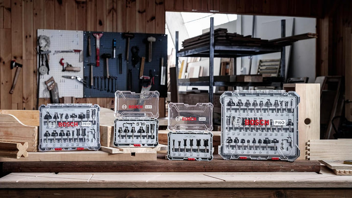 Bosch Professional 6tlg. Rand- und Kantenfräser Set (für Holz, Zubehör Oberfräsen mit 8 mm Schaft) 6