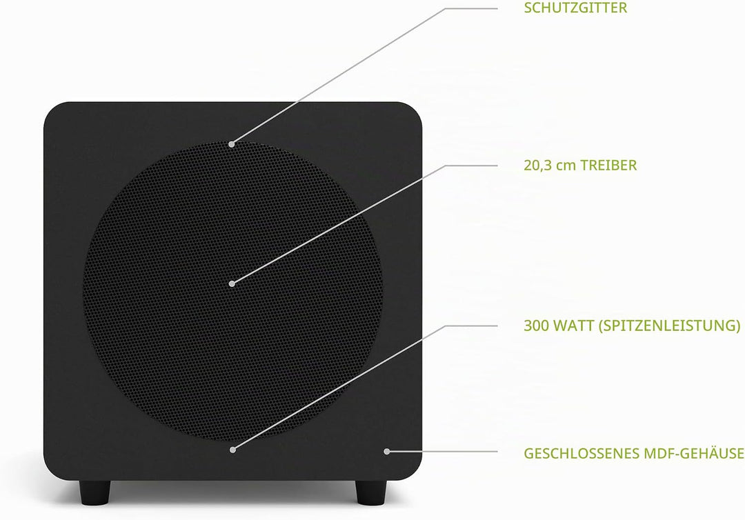 Kanto SUB8VMB 8" 300W Sealed Powered Subwoofer | Matte Black