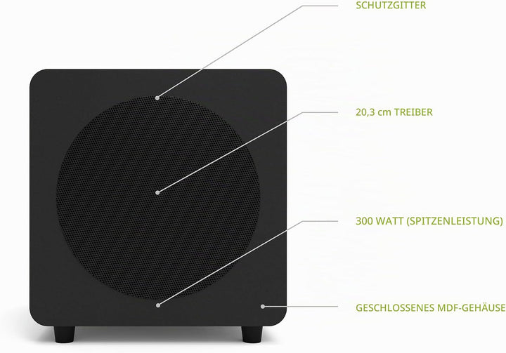 Kanto SUB8VMB 8" 300W Sealed Powered Subwoofer | Matte Black