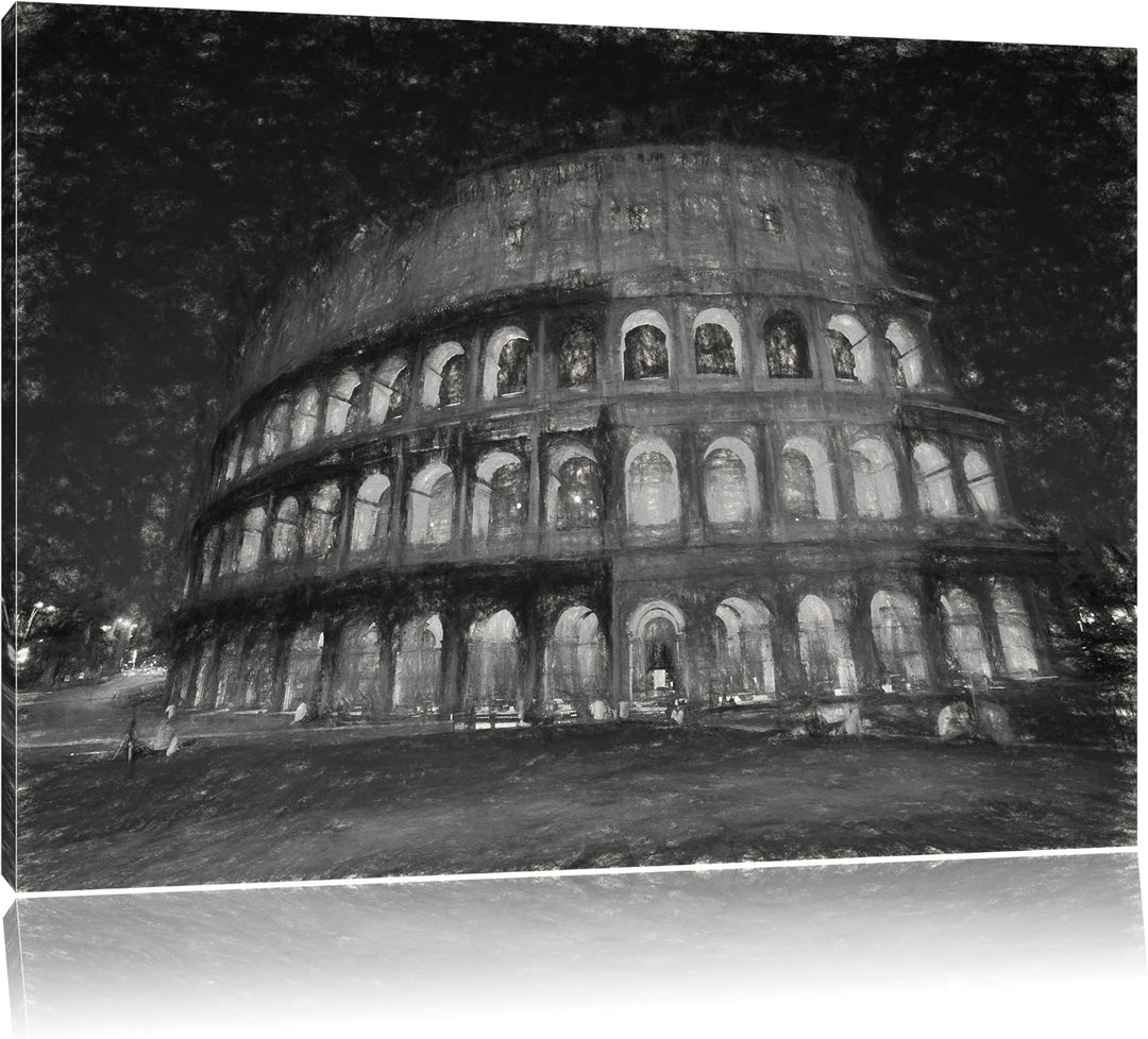 Pixxprint Kolosseum bei Nacht in Rom als Leinwandbild/Grösse: 100x70 cm/Wandbild/Kunstdruck/fertig b