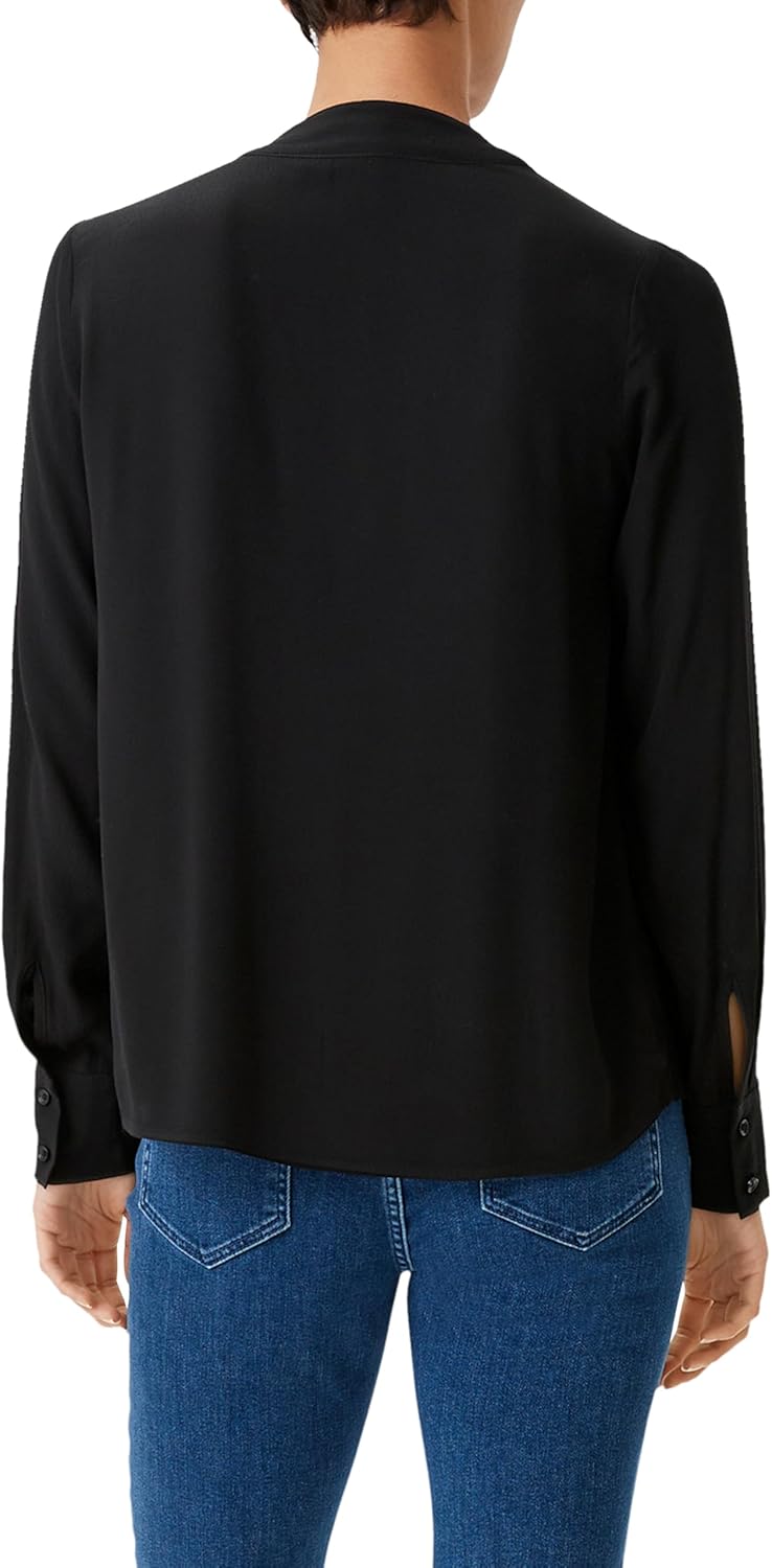 Comma Crêpe-Bluse mit Plisseefalte 36 9999_schwarz, 36 9999_schwarz