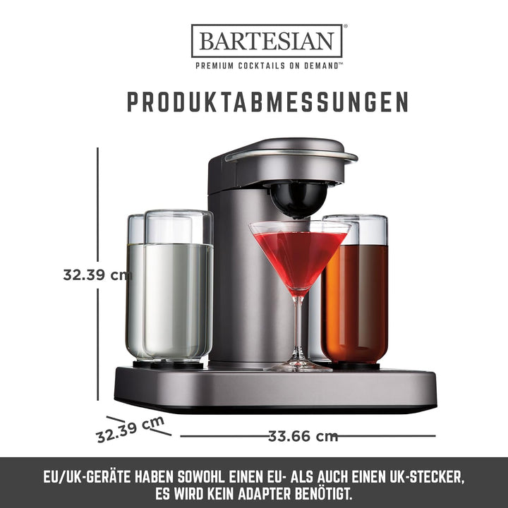Bartesian Cocktailautomat – Automatische Cocktailzubereitung zu Hause – auf Knopfdruck, Kapselspende