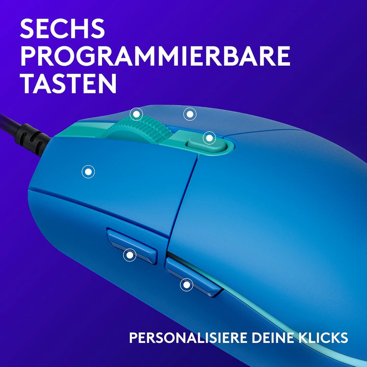 Logitech G203 Gaming-Maus mit anpassbarer LIGHTSYNC RGB-Beleuchtung, 6 programmierbare Tasten, spiel