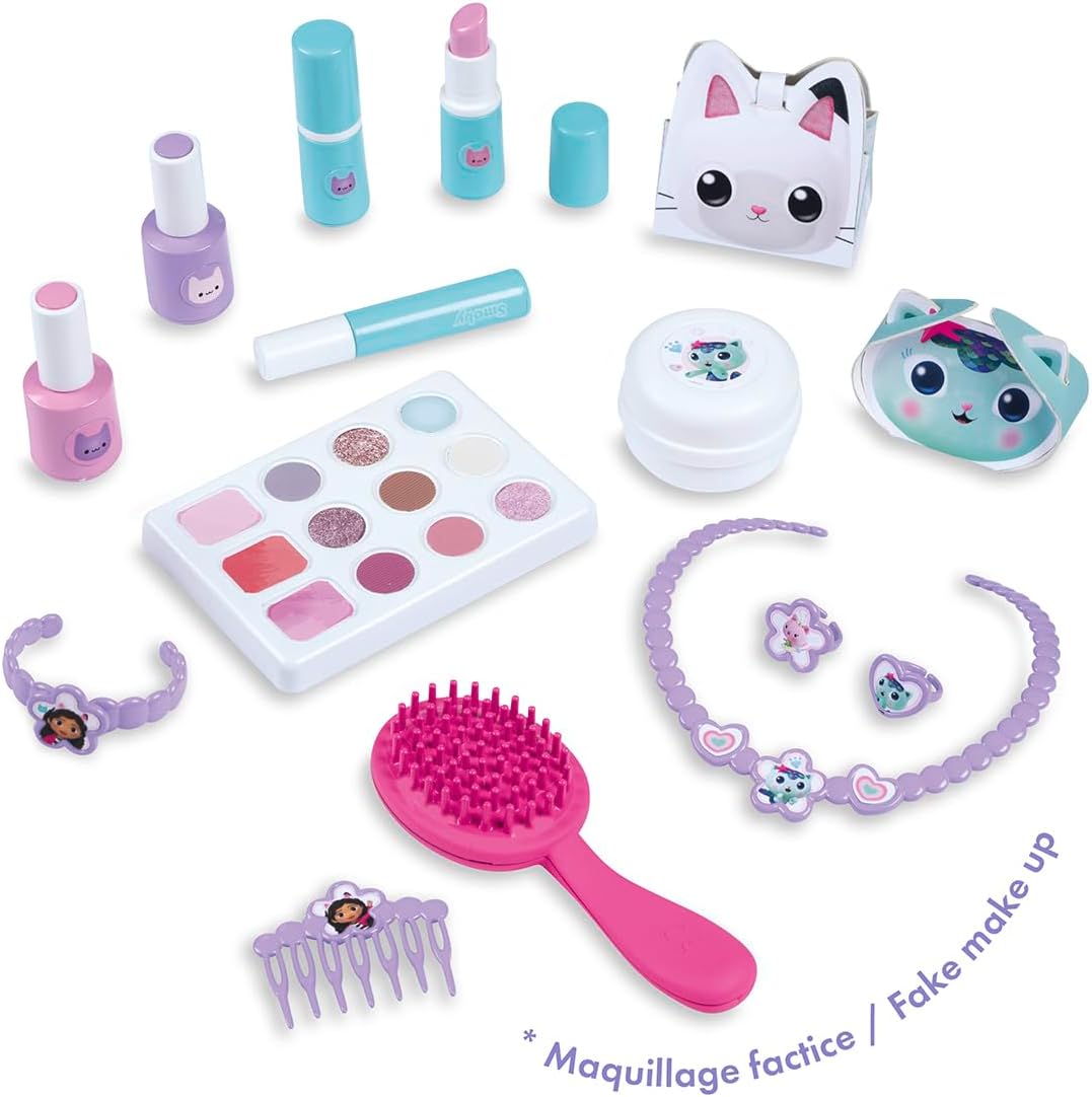 Smoby Gabby’s Dollhouse Kosmetikkoffer – Styling- & Friseurkoffer mit Spielzeug-Kosmetik (unecht) &