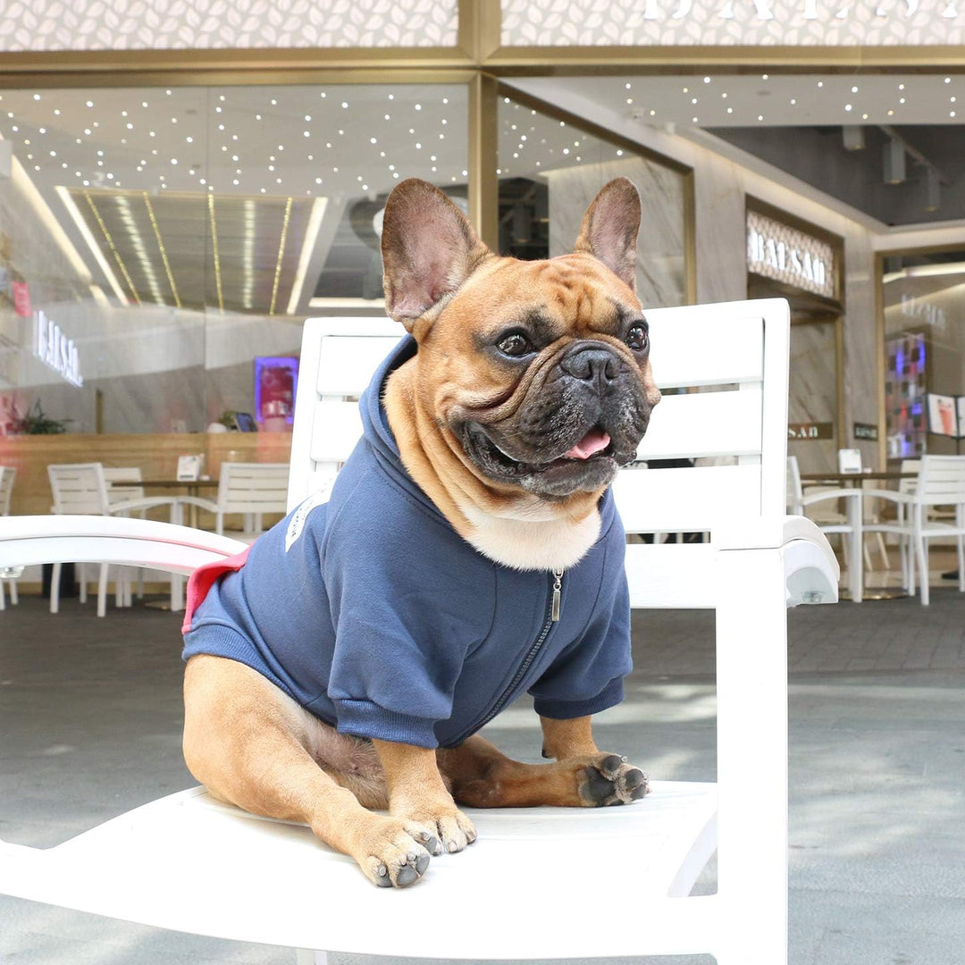 iChoue Pet Clothes Dog Hoodie Hooded Full-Zip Sweatshirt English Bulldog Boston Terrier Cotton Winte