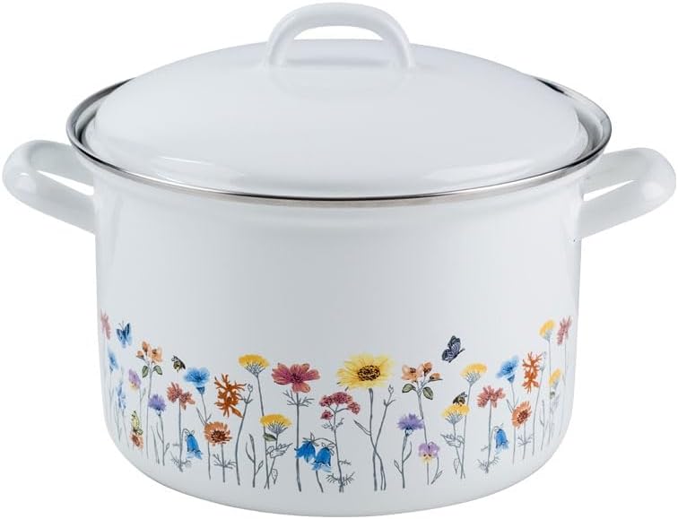 Riess, 0558-070, Emaill-Set, Topfset 5-TLG, bestehend aus Fleischtöpfe 16, 20 und 22 cm, Kasserolle