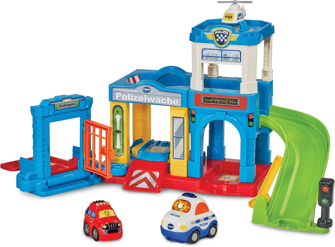 VTech Baby TUT TUT Baby Flitzer - Polizeiwache – Interaktives Spielset mit Polizeiauto, Musik, spann
