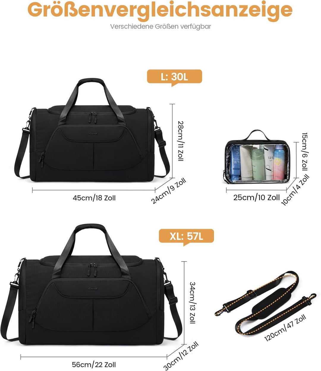 LOVEVOOK Sporttasche Damen Herren 30L Reisetasche mit Schuhfach & Nassfach, Gym Bag Schwimmtasche Sa