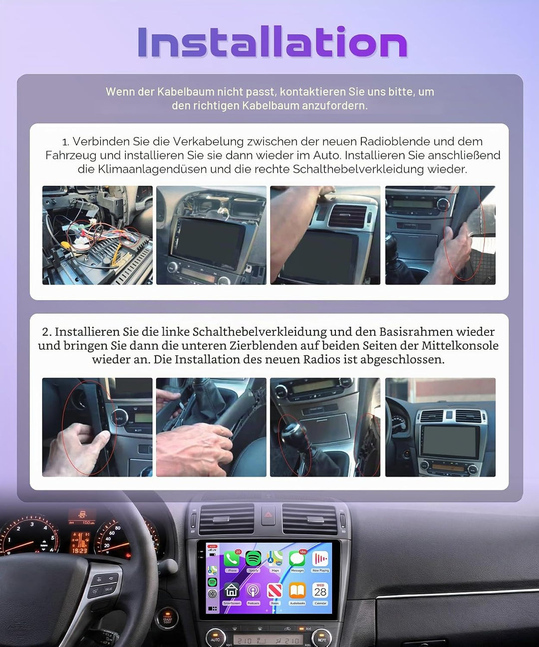 Rimoody 4G+128G Android Autoradio für Toyota Avensis T27 2008-2015 Wireless Carplay Android Auto 9 Z