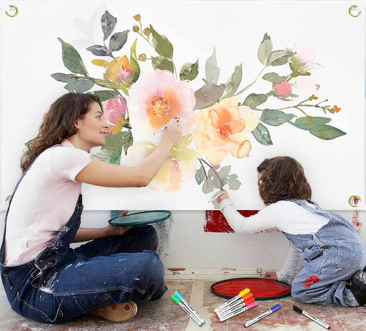 Banner Selbst Gestalten Set, Banner 150cm*100cm Mit 6m Hängendem Seil Und 8 Textilstifte, Banner Per