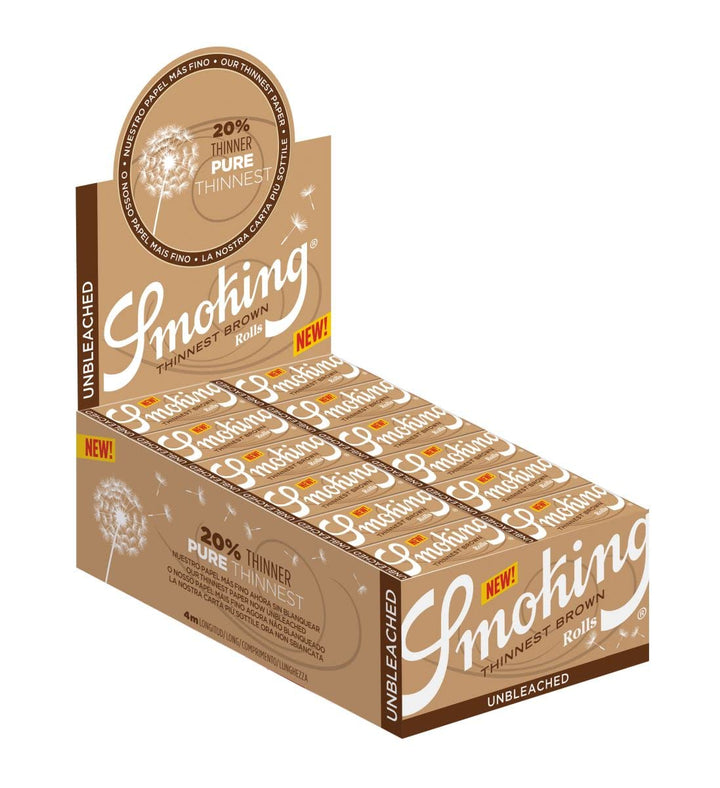 Smoking Thinnest Brown Rolls Unbleached 24 Rolls a 4 m