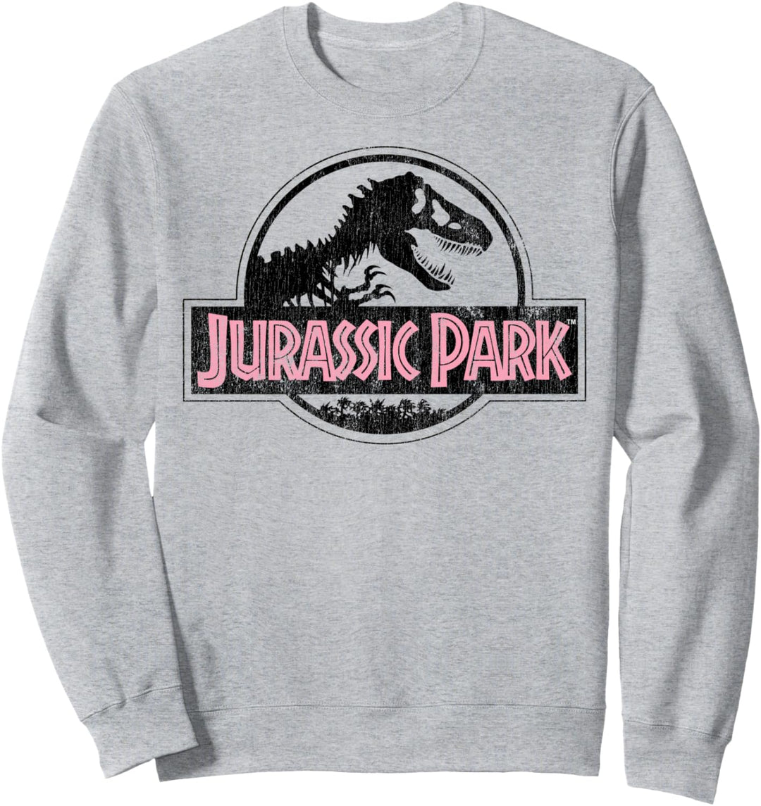 Jurassic Park Distressed Logo Pink Type Sweatshirt