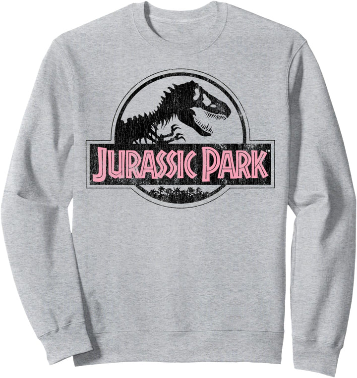 Jurassic Park Distressed Logo Pink Type Sweatshirt