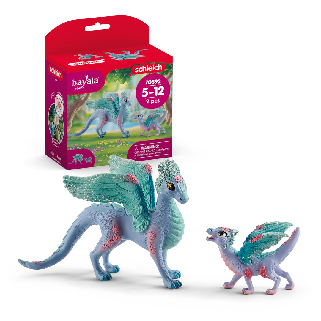 schleich BAYALA 70592 Fliegende Blumen-Drachenmutter und Babydrache Spielset - Drache Mutter und Dra
