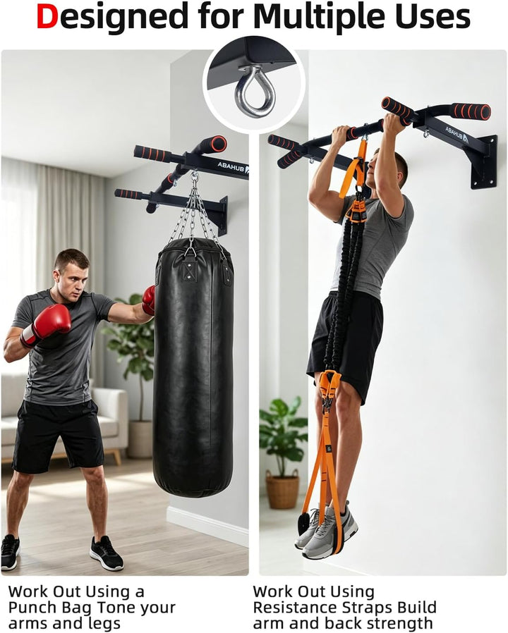 Abahub Klimmzugstange Wandmontage, Bohrmontage, Tragfähigkeit 200 kg | Mehrfach Griff Chin-Up-Bar fü