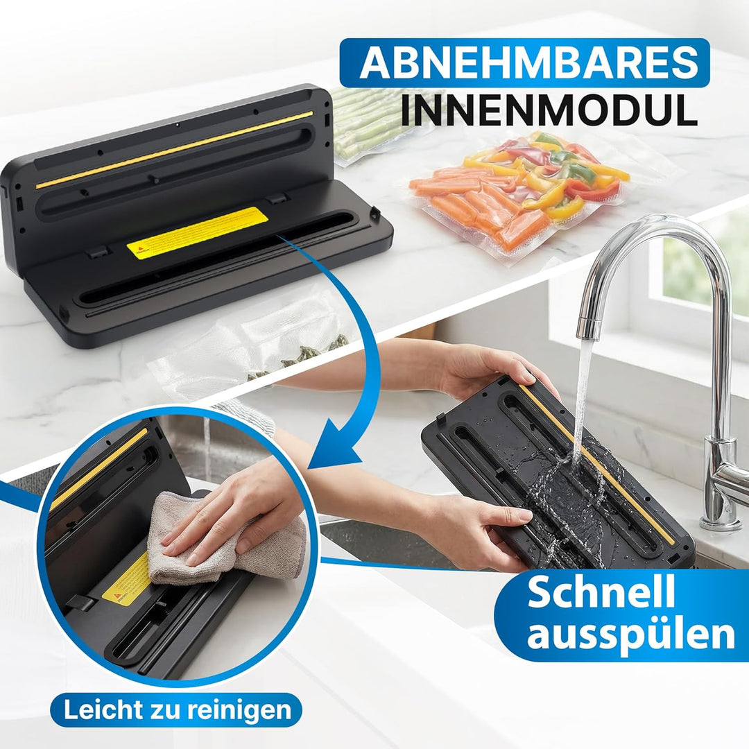 LUNARIA [PREMIUM] Automatischer Vakuumierer – Profi Vakuumiergerät für Lebensmittel, Nass & Trocken,