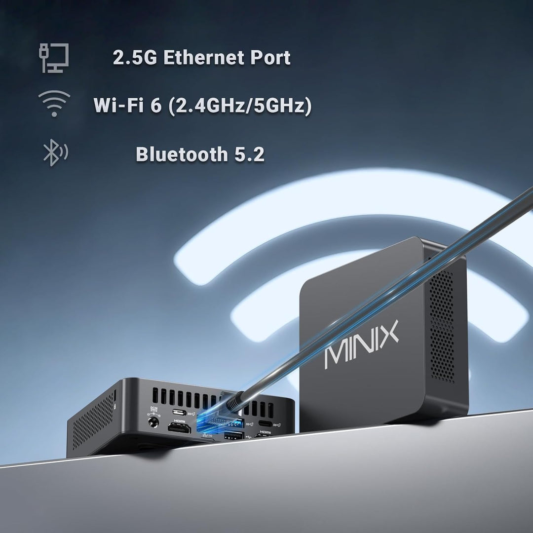 MINIX NUC150 Mini-PC Intel N150, 16 GB DDR5 RAM, 512 GB SSD, 4K Triple Display, USB-C, 2,5 G Etherne