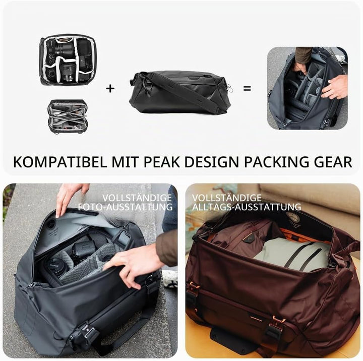 Peak Design Reisetasche 35 l, Eclipse, wetterfest, extra breiter Reissverschluss, 4 Aussentaschen, i