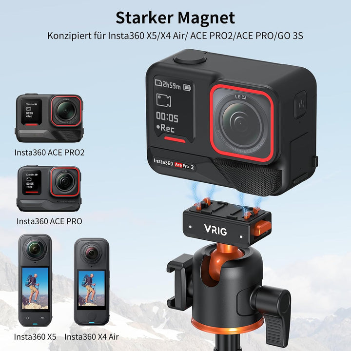 VRIG AC-50 Selfie-Stick Stativ für Insta 360 Ace Pro 2/ Ace Pro/ X5/ X4 Air | 55 cm Verlängerungssta