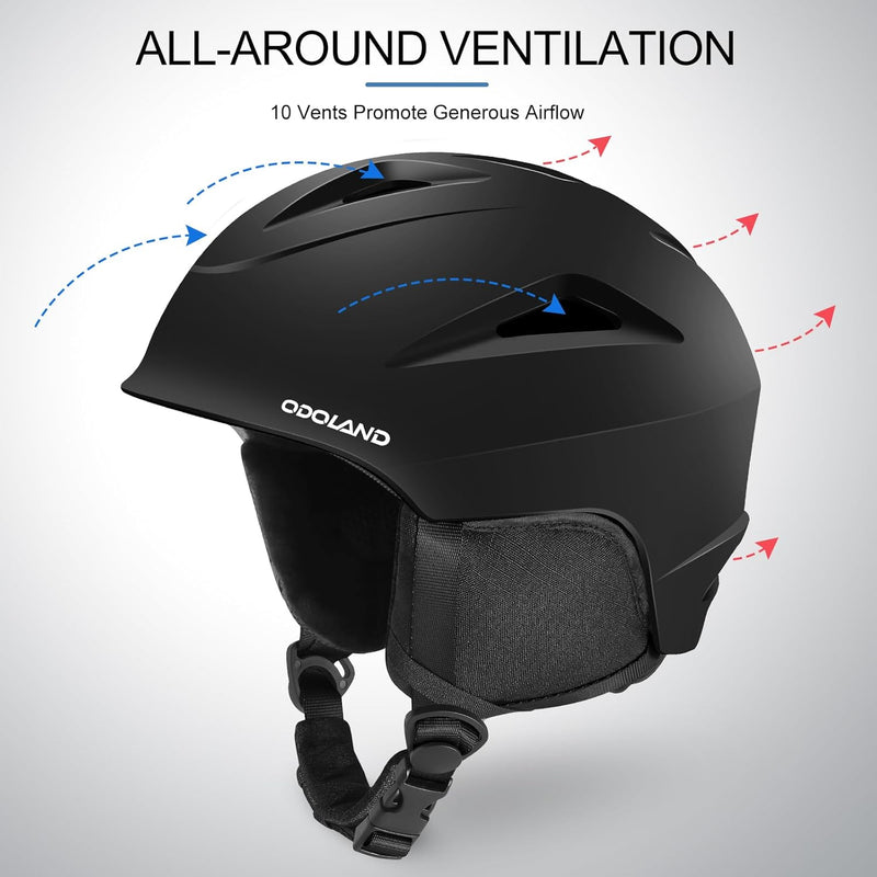 Odoland Skihelm mit Skibrille für Skifahren und Snowboard, Einstellbare Grössenverstellbar, mit Ohre